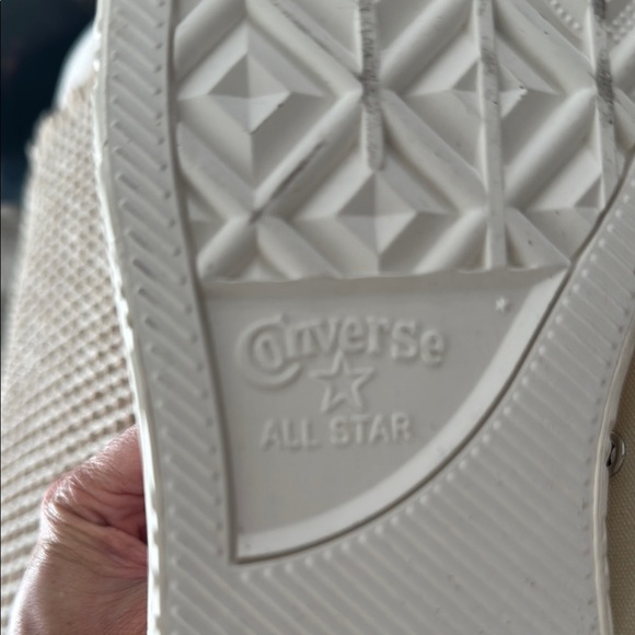 Converse White Cream Canvas High-Top Sneakers - Picture 9 of 9